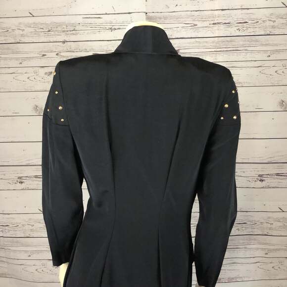 Vintage E.D. Michael by Melanie Drucker coat dress gold studs shawl collar 9-10 - Picture 9 of 12